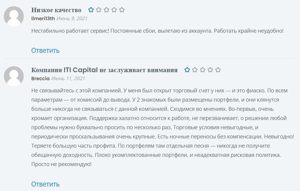 Отзывы реальных людей о ITI Capital