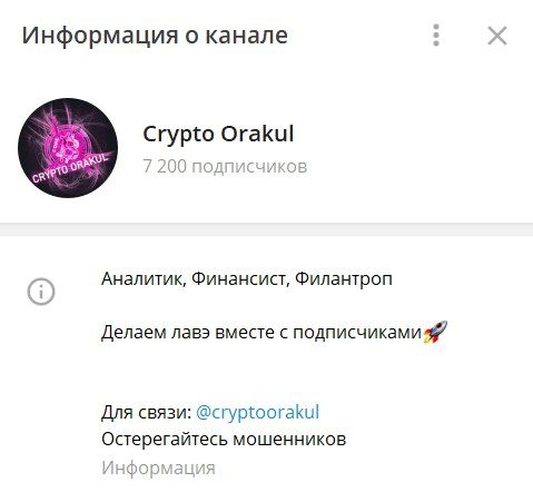 Информация о канале Crypto Orakul