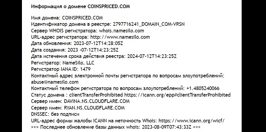 https coinspriced com сайт домен