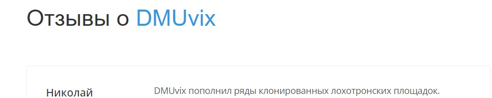 Отзывы о проекте Dmuvix