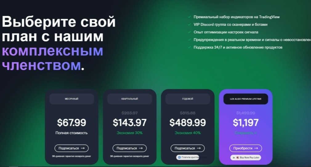 Lux Algo сайт тарифы