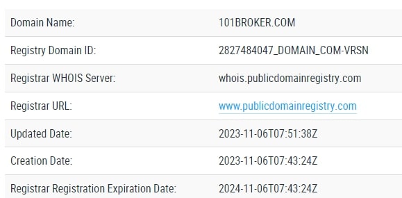 101Broker сайт инфа домен