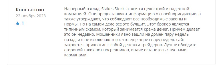 Отзывы о проекте StakesStocks
